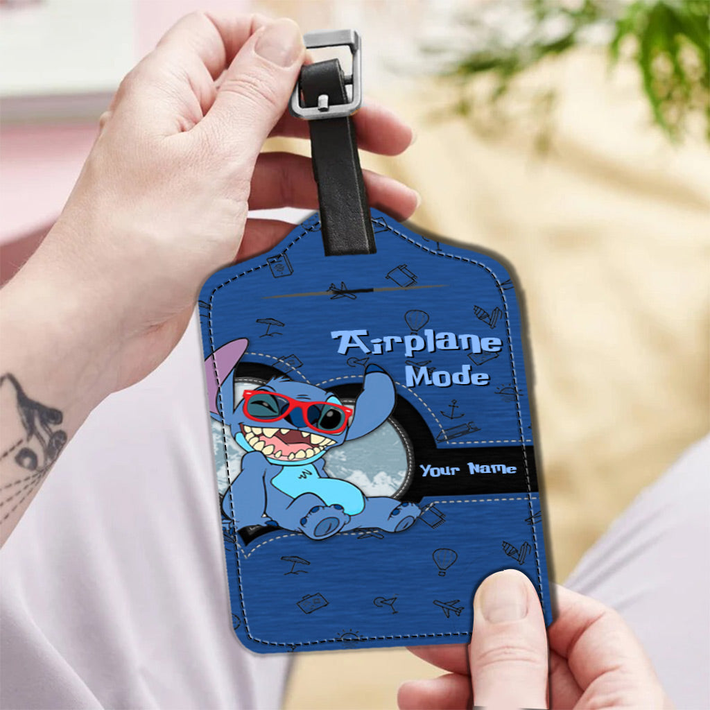 Personalized Airplane Mode Leather Luggage Tag Custom Name Gift for Traveler Leather Luggage Tag GradoCreations