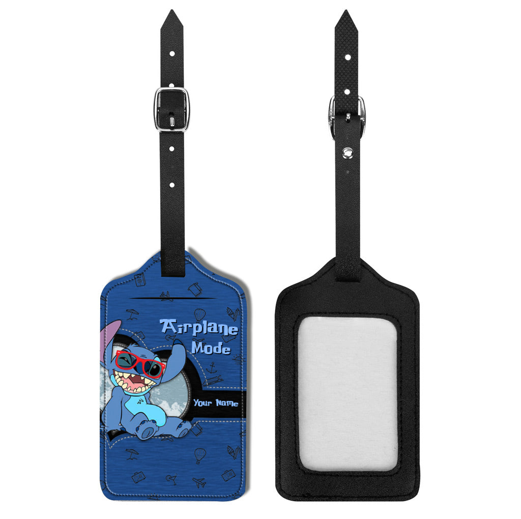 Personalized Airplane Mode Leather Luggage Tag Custom Name Gift for Traveler Leather Luggage Tag GradoCreations