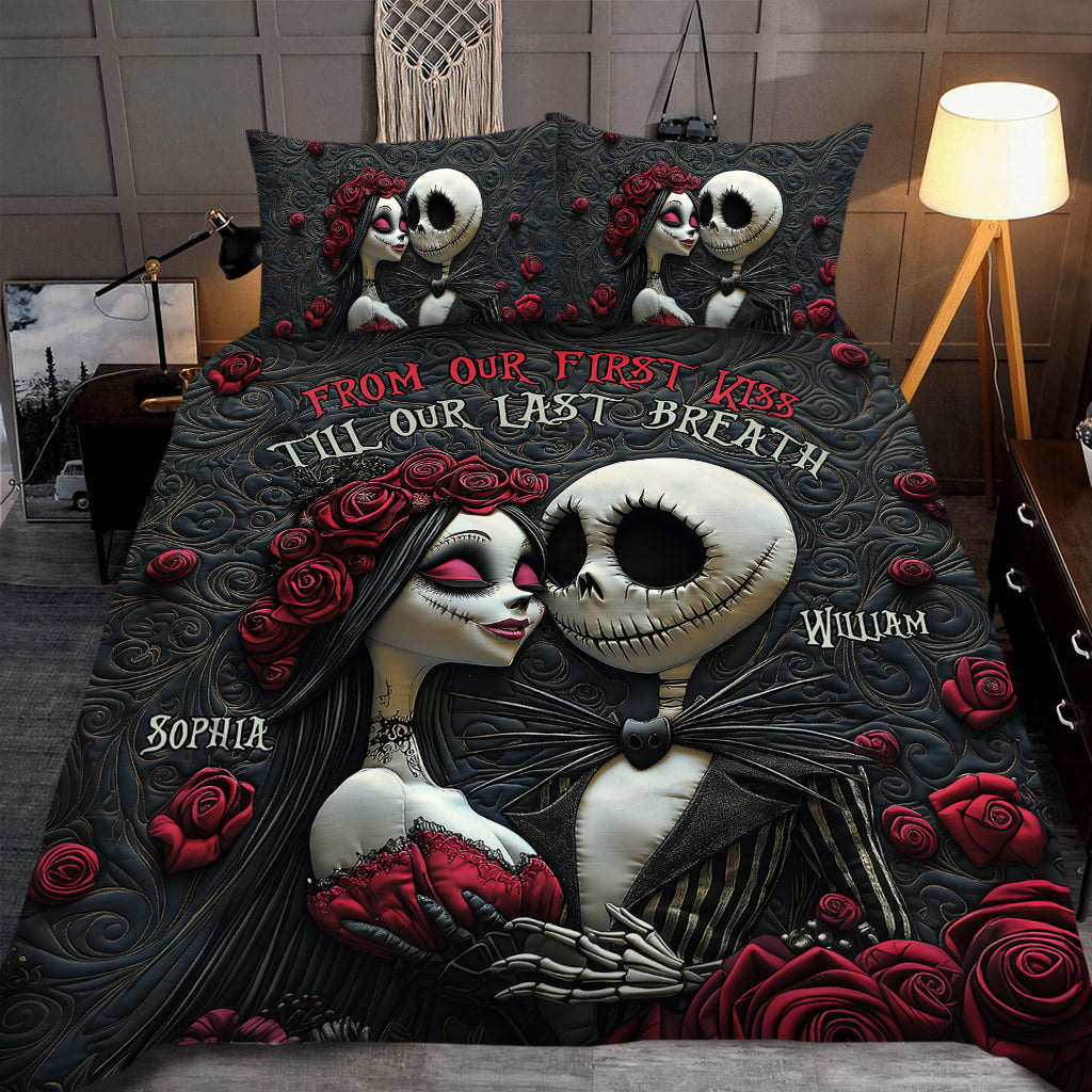Personalized Nightmare Bedding Set Custom Name Romantic Gift for Couples Bedding Set GradoCreations