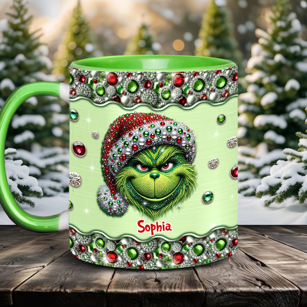 Personalized Grinch Accent Mug Custom Name Holiday Gift Accent Mug GradoCreations