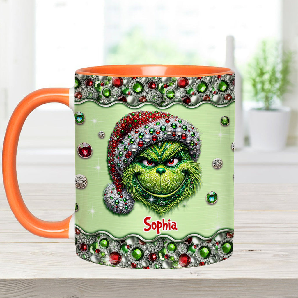 Personalized Grinch Accent Mug Custom Name Holiday Gift Accent Mug GradoCreations