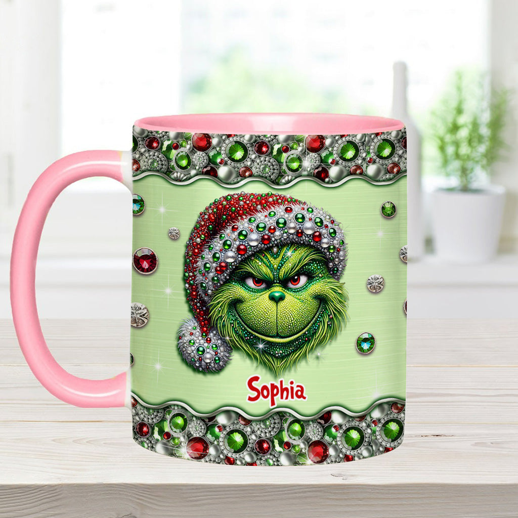 Personalized Grinch Accent Mug Custom Name Holiday Gift Accent Mug GradoCreations
