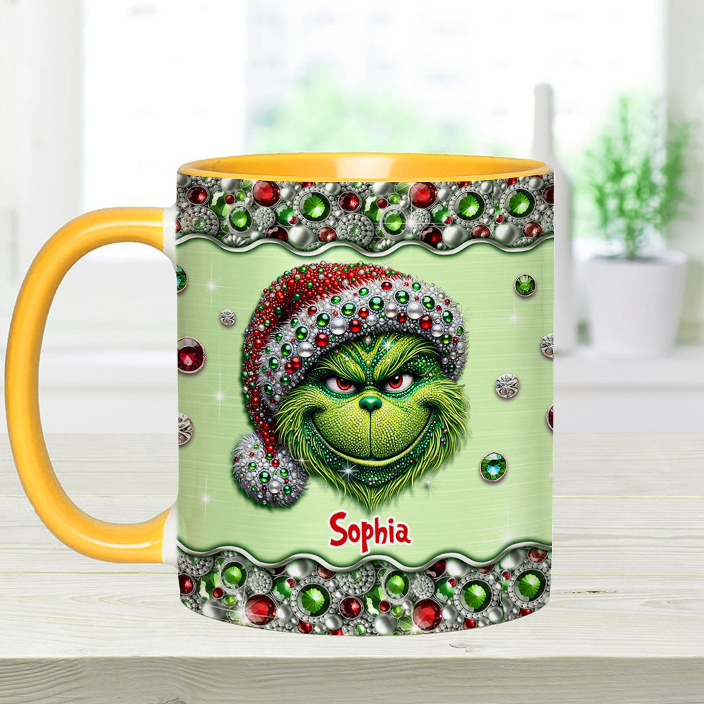 Personalized Grinch Accent Mug Custom Name Holiday Gift Accent Mug GradoCreations