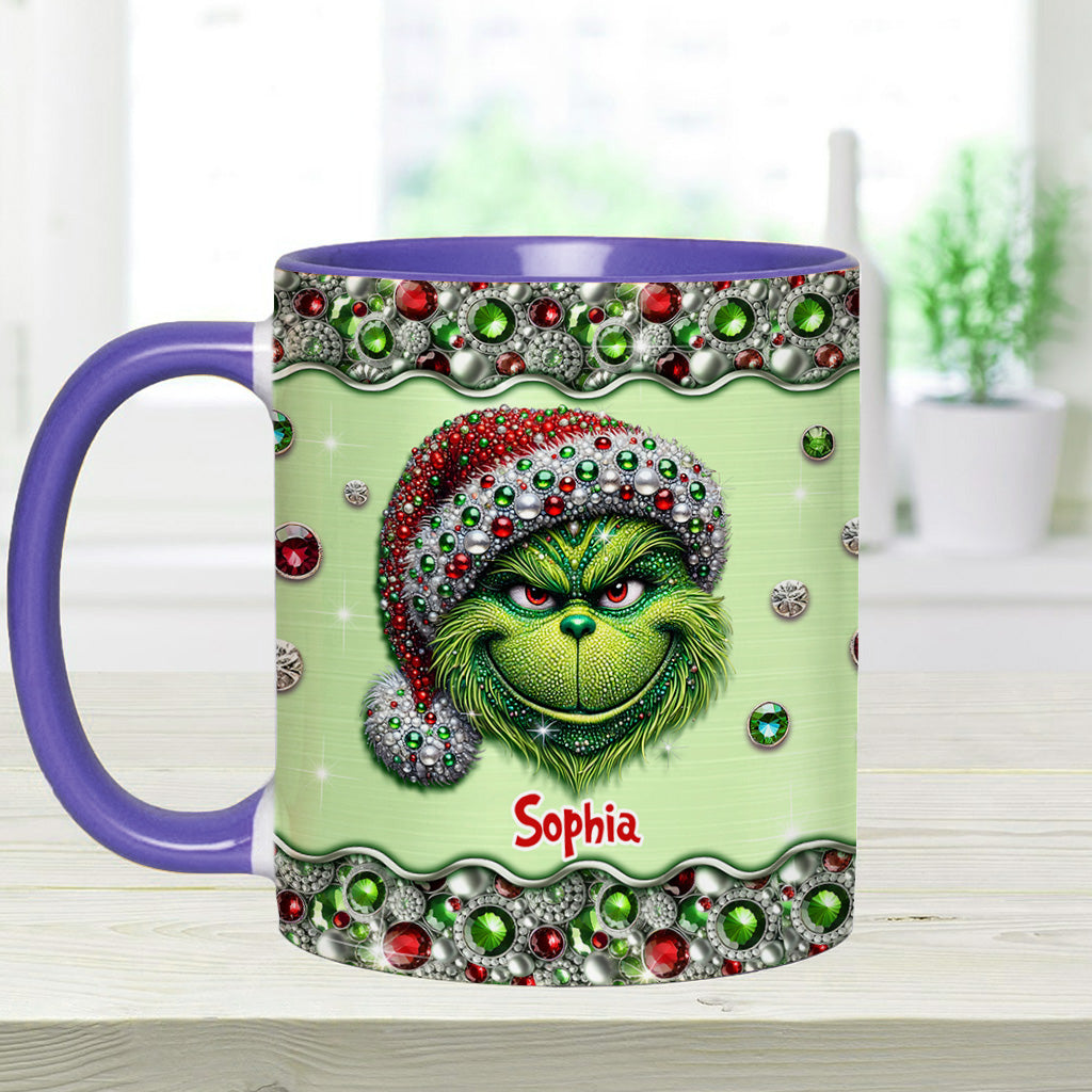 Personalized Grinch Accent Mug Custom Name Holiday Gift Accent Mug GradoCreations