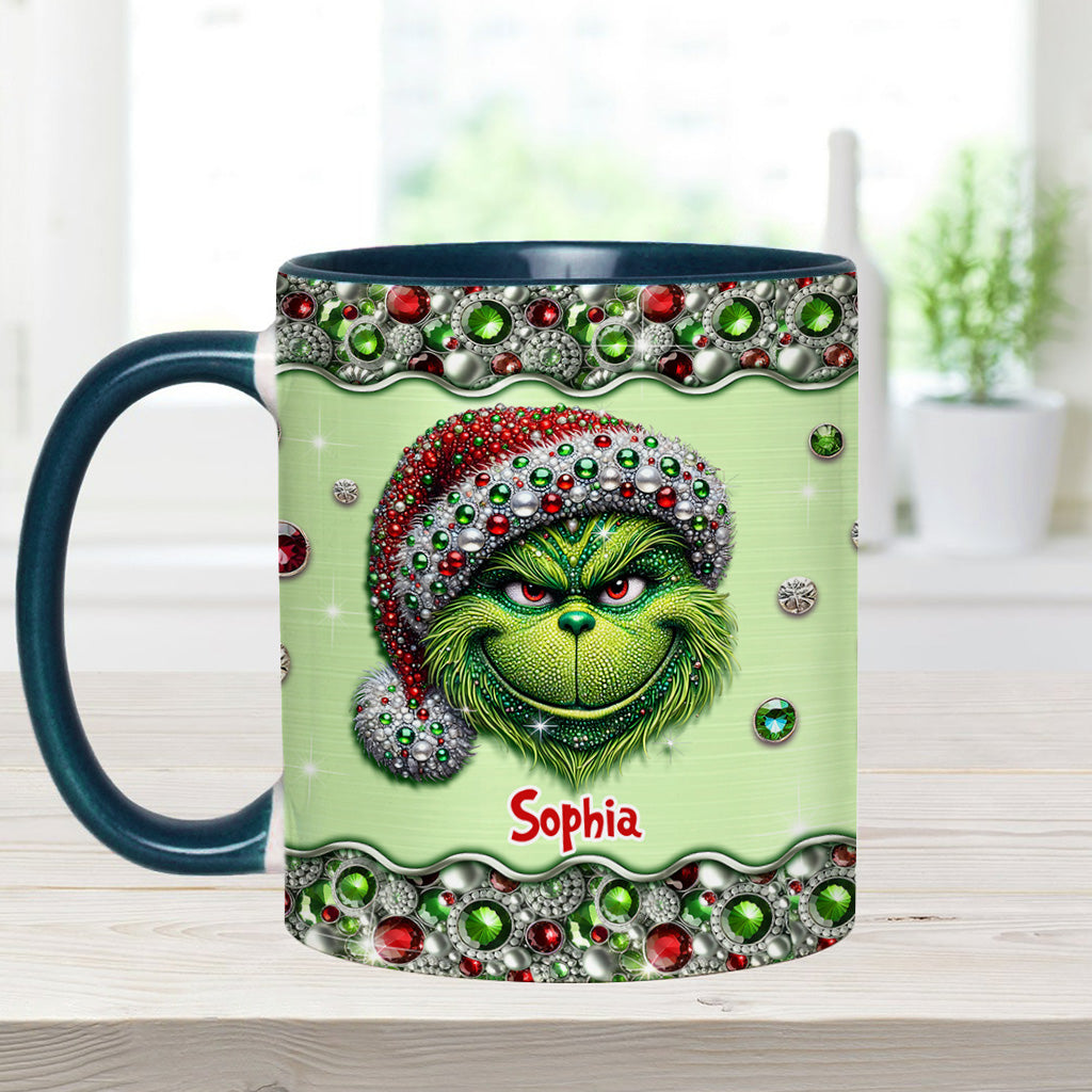 Personalized Grinch Accent Mug Custom Name Holiday Gift Accent Mug GradoCreations
