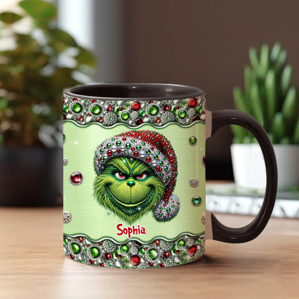 Personalized Grinch Accent Mug Custom Name Holiday Gift Accent Mug GradoCreations