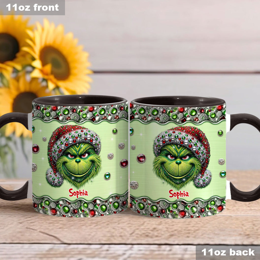Personalized Grinch Accent Mug Custom Name Holiday Gift Accent Mug GradoCreations