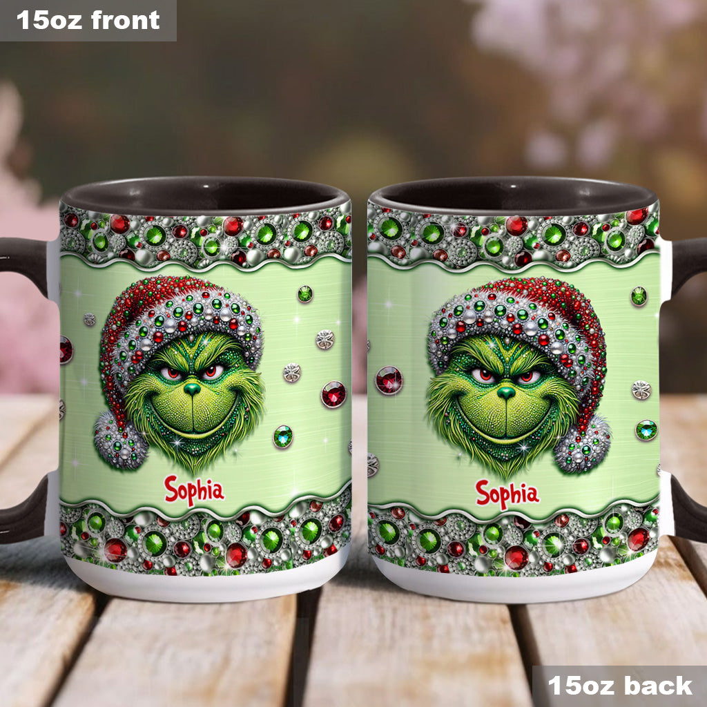 Personalized Grinch Accent Mug Custom Name Holiday Gift Accent Mug GradoCreations
