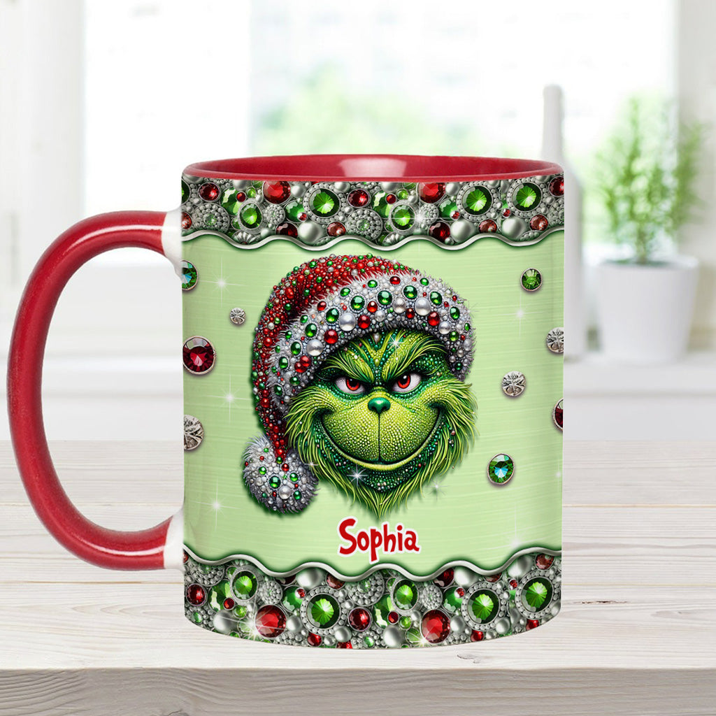 Personalized Grinch Accent Mug Custom Name Holiday Gift Accent Mug GradoCreations