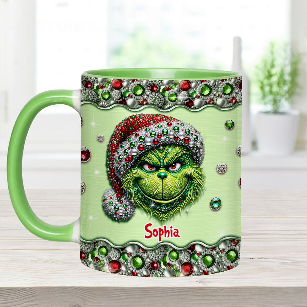 Personalized Grinch Accent Mug Custom Name Holiday Gift Accent Mug GradoCreations