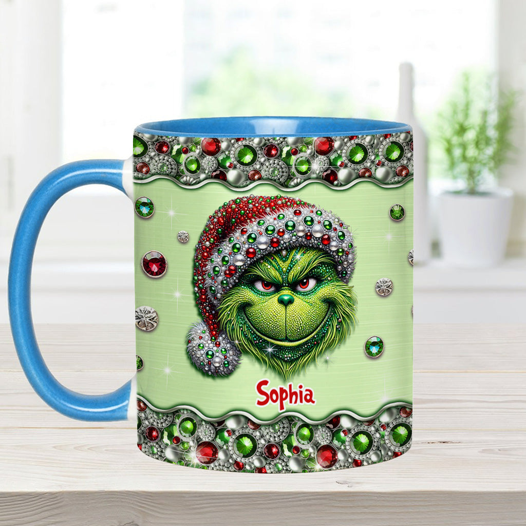 Personalized Grinch Accent Mug Custom Name Holiday Gift Accent Mug GradoCreations