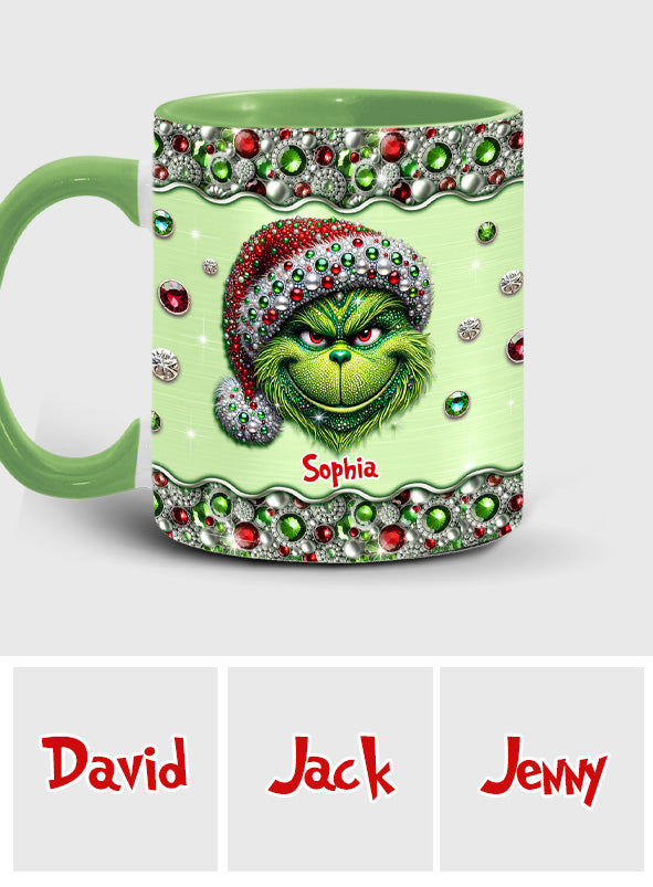 Personalized Grinch Accent Mug Custom Name Holiday Gift Accent Mug GradoCreations