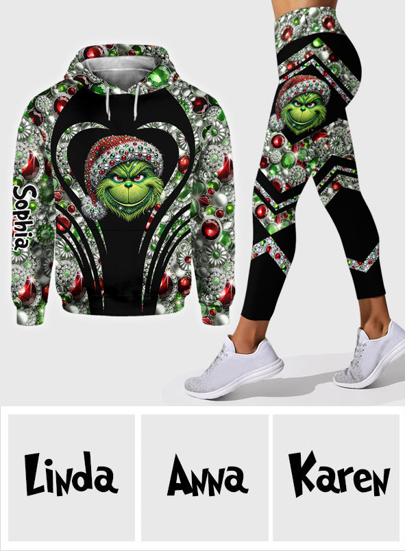 Personalized Grinch Hoodie & Leggings Set Christmas Gift Hoodie & Leggings GradoCreations