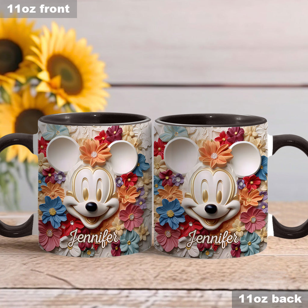 Personalized Floral Mouse Accent Mug Custom Name Gift for Mom Accent Mug GradoCreations