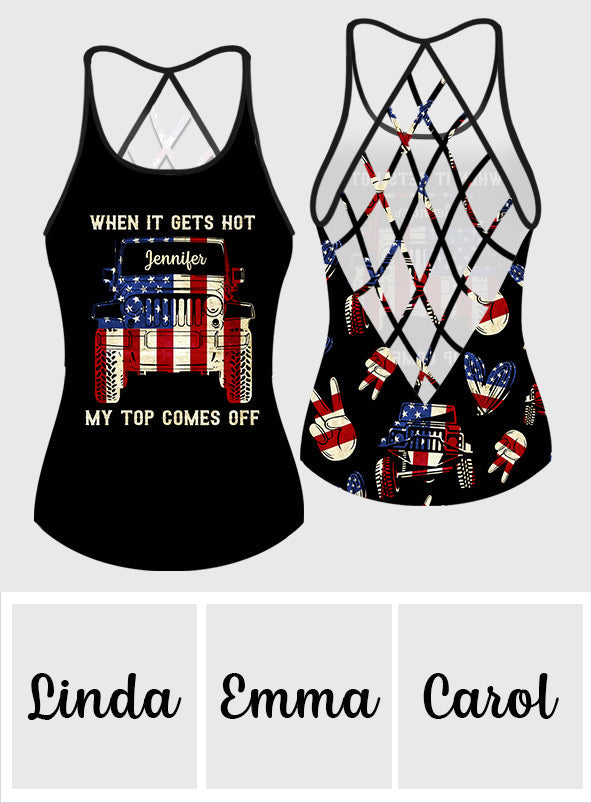 Personalized Cross Tank Top USA Flag Design Custom Name Gift Cross Tank Top GradoCreations