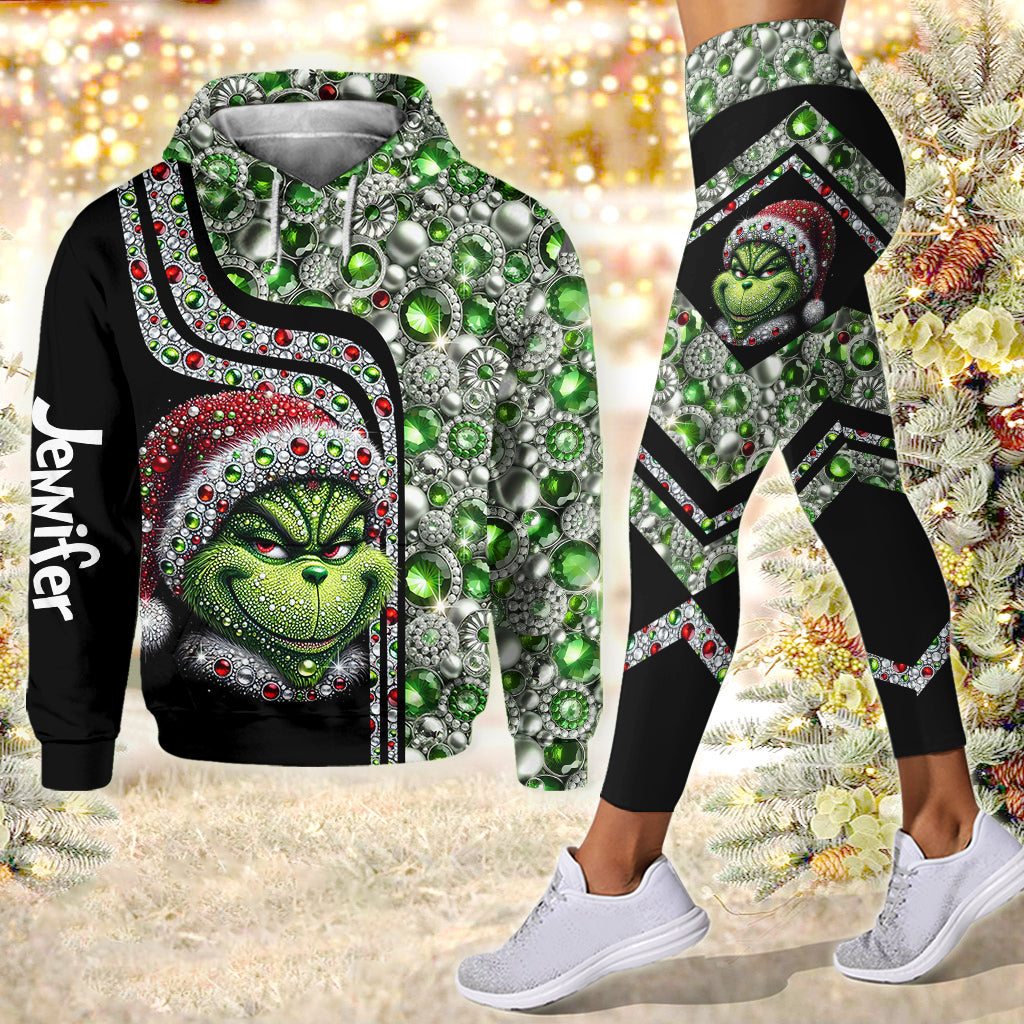 Personalized Merry Grinchmas Hoodie and Leggings Set for Christmas Hoodie & Leggings GradoCreations