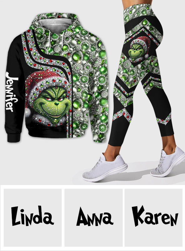 Personalized Merry Grinchmas Hoodie and Leggings Set for Christmas Hoodie & Leggings GradoCreations