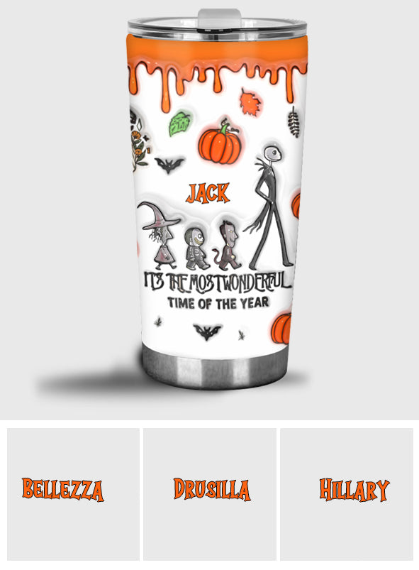 Personalized Halloween Tumbler with Autumn Skeleton Design for Unique Gifts Tumbler GradoCreations