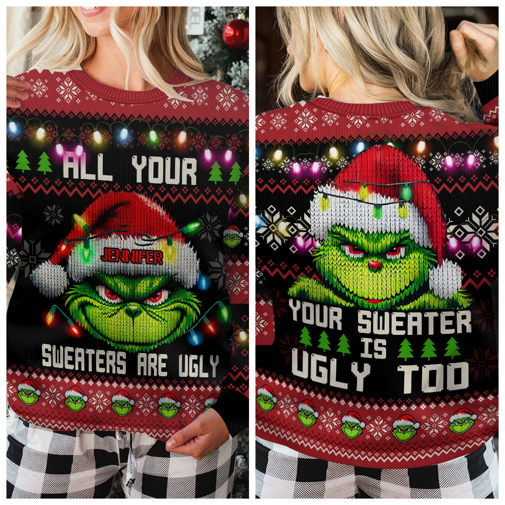 Personalized Ugly Christmas Sweater Grinch Gift for Her Ugly Sweater GradoCreations