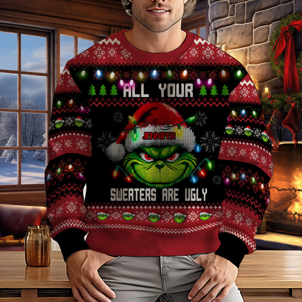 Personalized Ugly Christmas Sweater Grinch Gift for Her Ugly Sweater GradoCreations