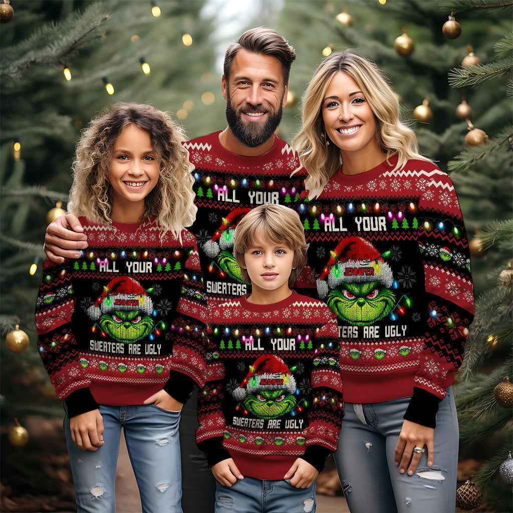 Personalized Ugly Christmas Sweater Grinch Gift for Her Ugly Sweater GradoCreations