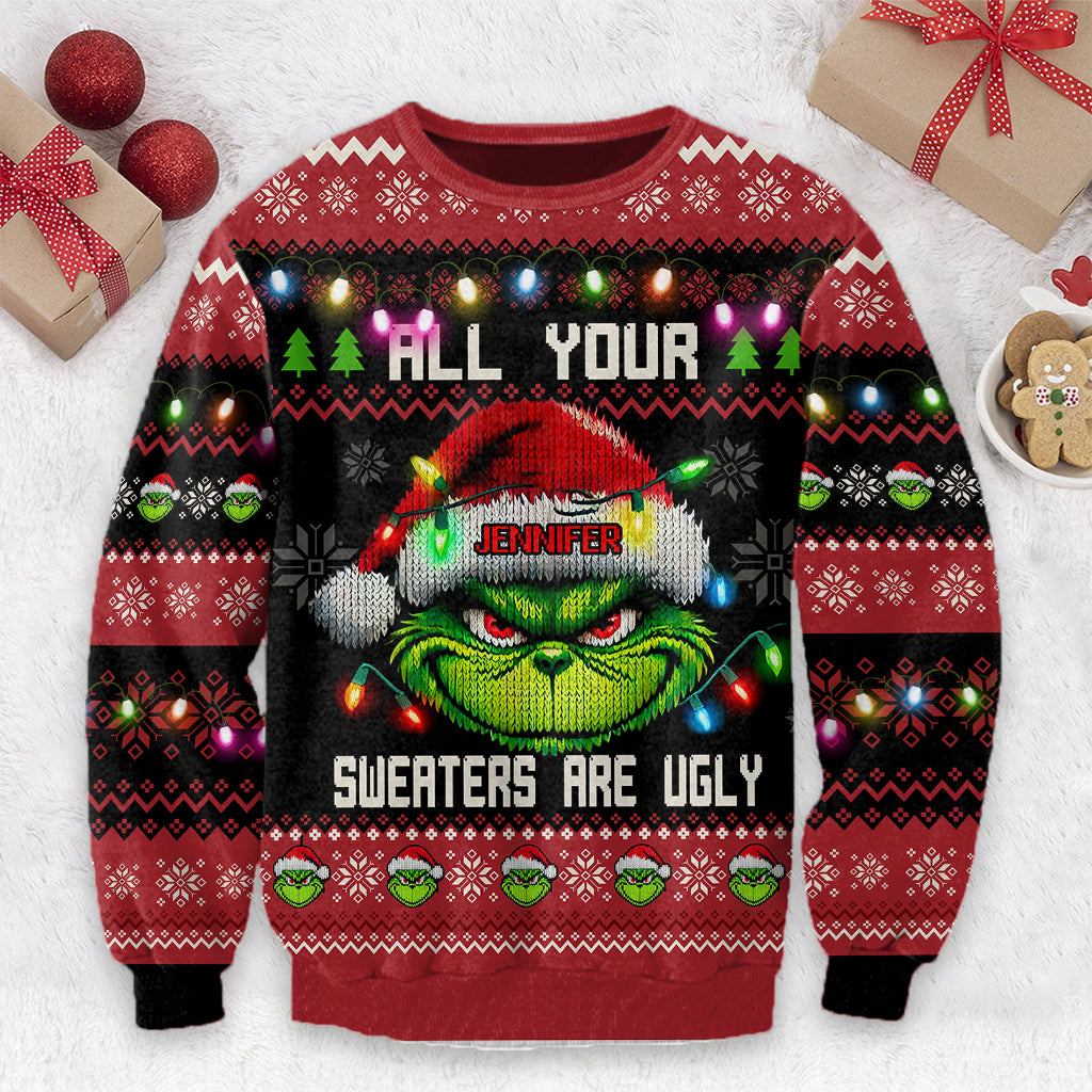 Personalized Ugly Christmas Sweater Grinch Gift for Her Ugly Sweater GradoCreations