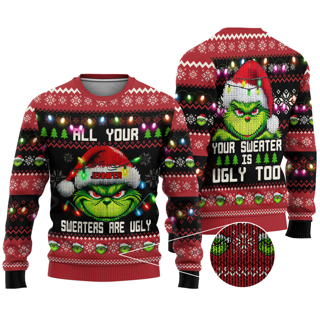 Personalized Ugly Christmas Sweater Grinch Gift for Her Ugly Sweater GradoCreations