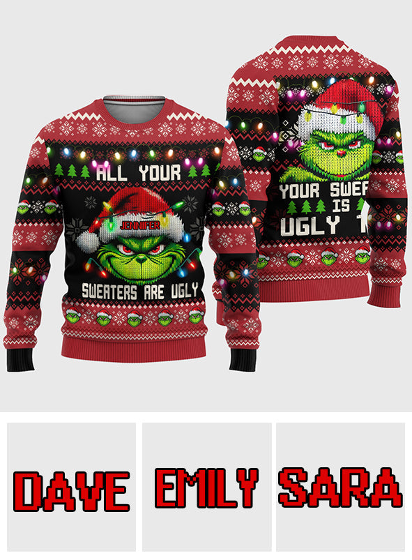 Personalized Ugly Christmas Sweater Grinch Gift for Her Ugly Sweater GradoCreations