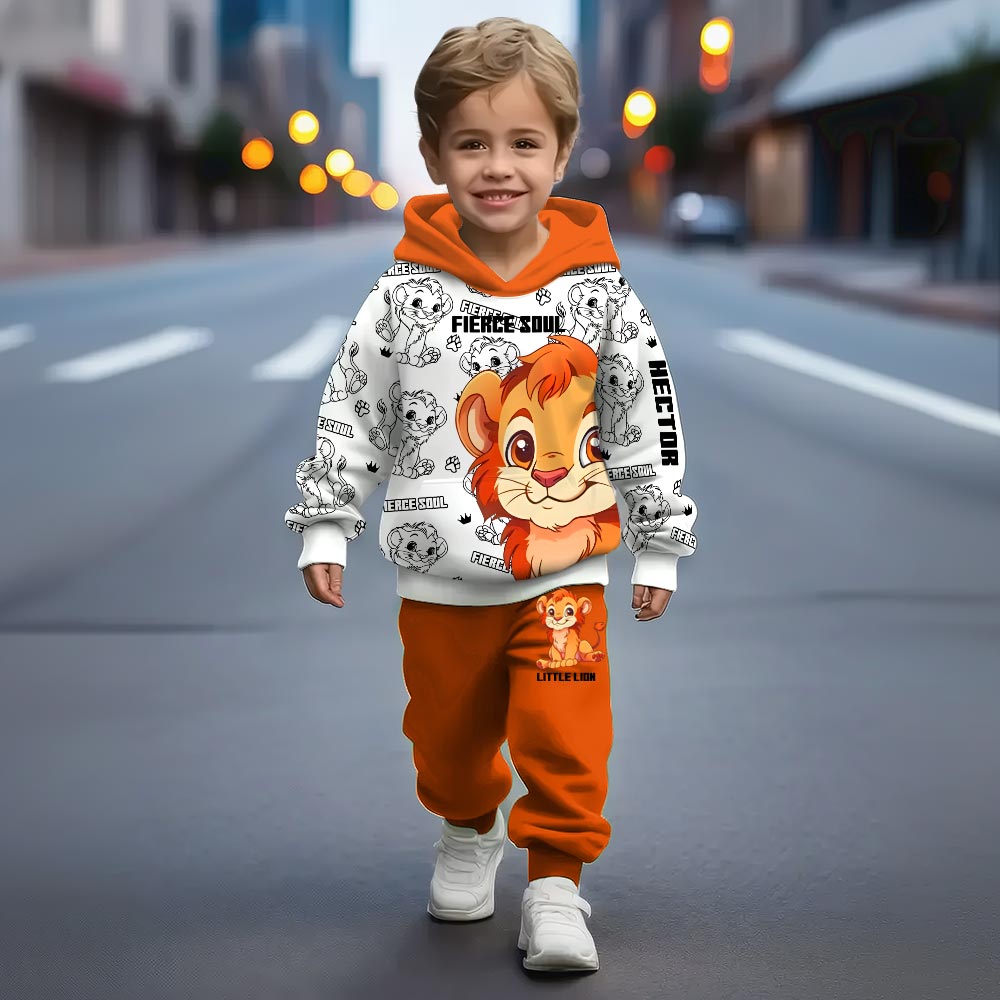 Personalized Kid Hoodie & Jogger Pants Little Lion Gift Kid Hoodie & Kid Jogger Sweatpants GradoCreations
