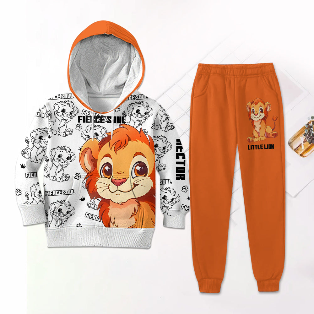 Personalized Kid Hoodie & Jogger Pants Little Lion Gift Kid Hoodie & Kid Jogger Sweatpants GradoCreations