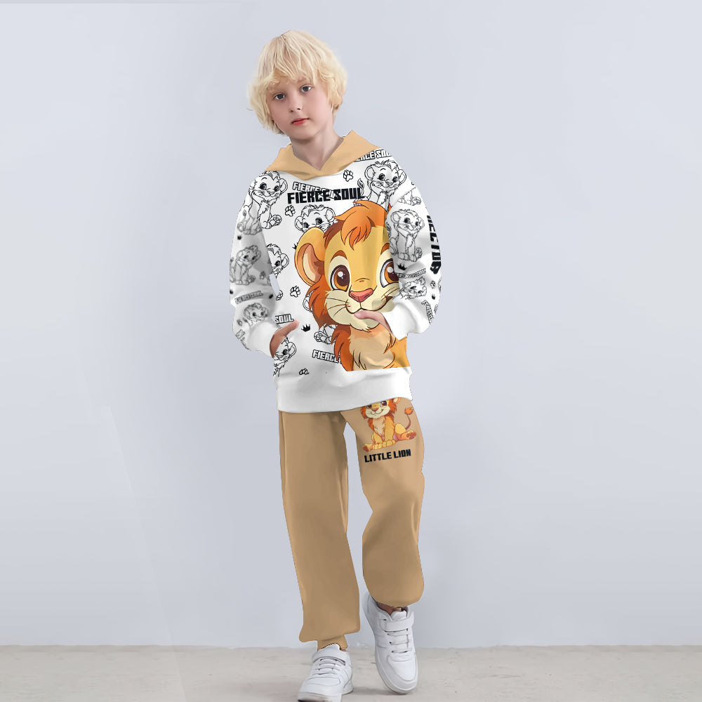 Personalized Kid Hoodie & Jogger Pants Little Lion Gift Kid Hoodie & Kid Jogger Sweatpants GradoCreations