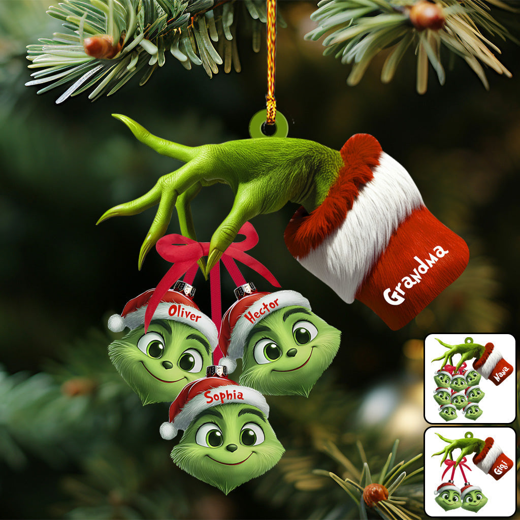 Personalized Grinchy Grandma Ornament with Custom Names for Christmas Ornament GradoCreations