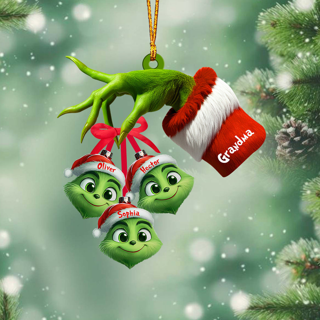 Personalized Grinchy Grandma Ornament with Custom Names for Christmas Ornament GradoCreations