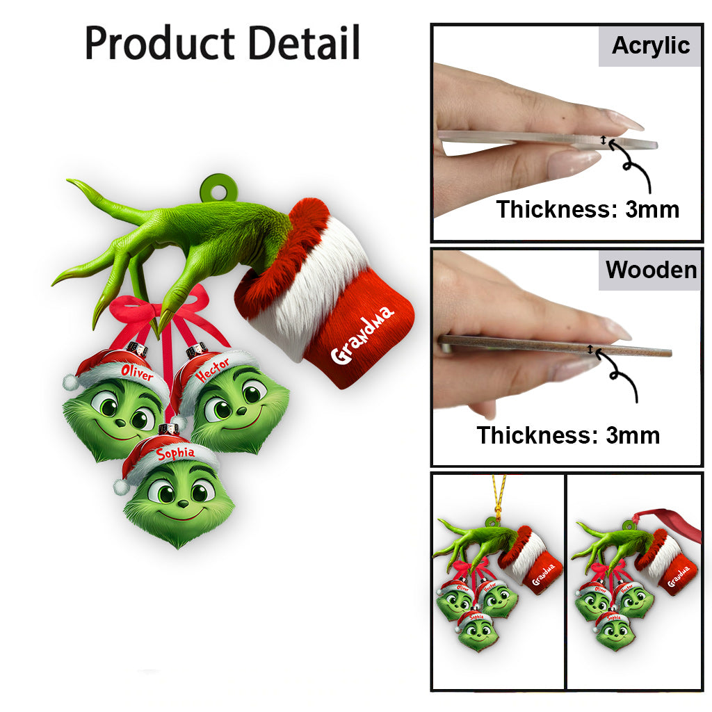 Personalized Grinchy Grandma Ornament with Custom Names for Christmas Ornament GradoCreations