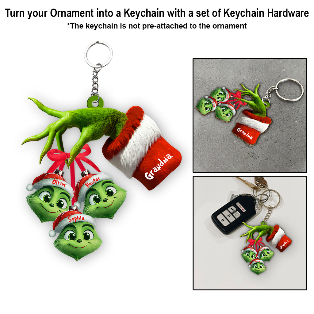Personalized Grinchy Grandma Ornament with Custom Names for Christmas Ornament GradoCreations