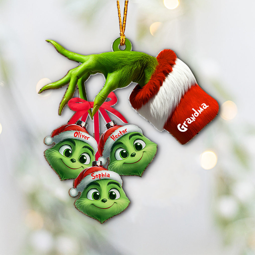 Personalized Grinchy Grandma Ornament with Custom Names for Christmas Ornament GradoCreations