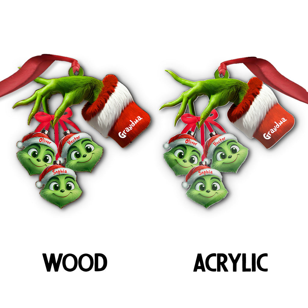 Personalized Grinchy Grandma Ornament with Custom Names for Christmas Ornament GradoCreations