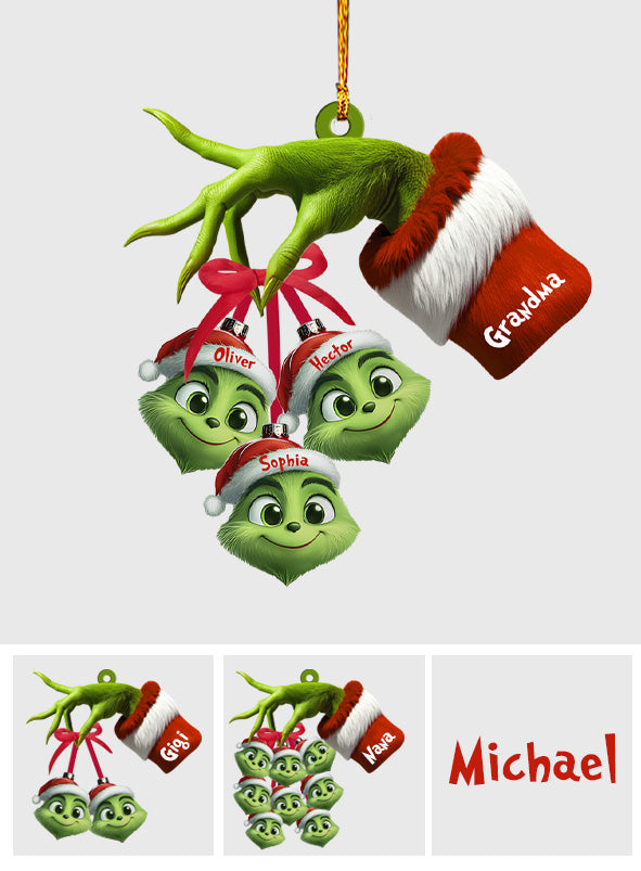 Personalized Grinchy Grandma Ornament with Custom Names for Christmas Ornament GradoCreations