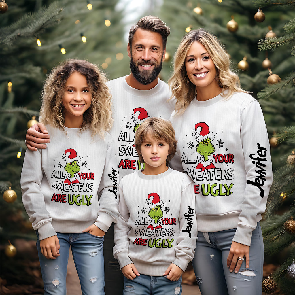 Personalized Ugly Sweater Gift for Christmas with Grinch Design Ugly Sweater GradoCreations
