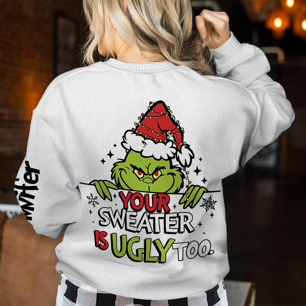 Personalized Ugly Sweater Gift for Christmas with Grinch Design Ugly Sweater GradoCreations