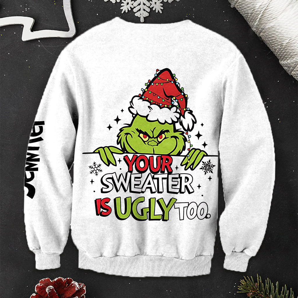 Personalized Ugly Sweater Gift for Christmas with Grinch Design Ugly Sweater GradoCreations
