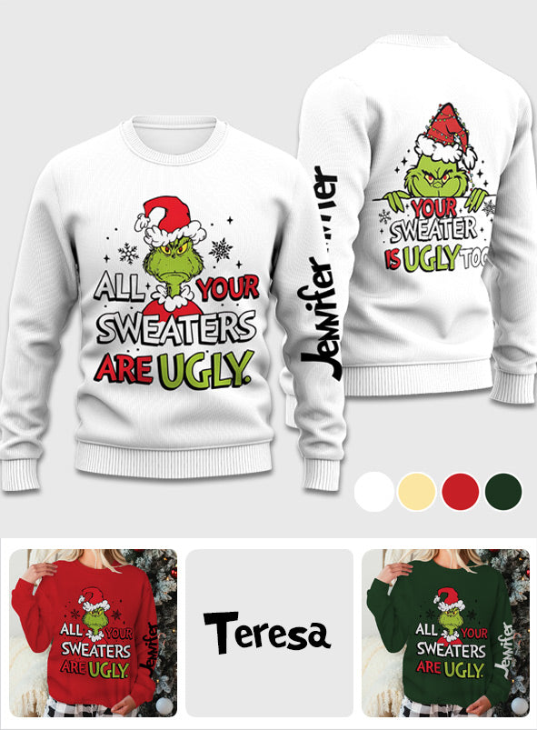 Personalized Ugly Sweater Gift for Christmas with Grinch Design Ugly Sweater GradoCreations