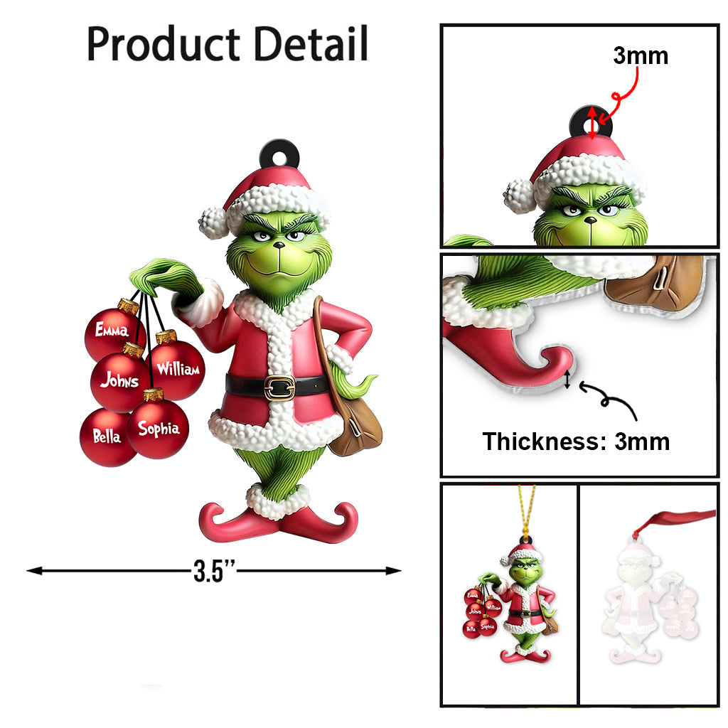 Personalized Christmas Transparent Ornament Family Gift One-sided Ornament GradoCreations