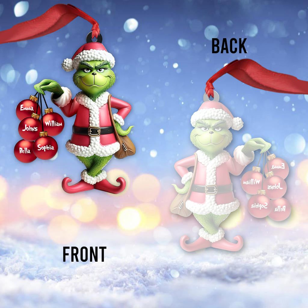 Personalized Christmas Transparent Ornament Family Gift One-sided Ornament GradoCreations