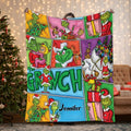 Personalized The Grinch Christmas Blanket Custom Name Gift Blanket GradoCreations