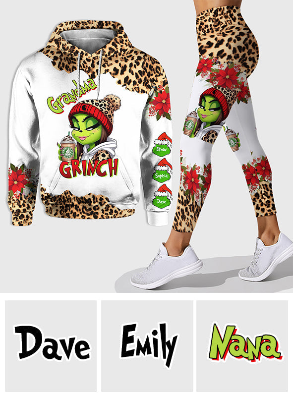 Personalized Grinch Mama Hoodie & Leggings Set Custom Name Gift for Christmas Hoodie & Leggings GradoCreations