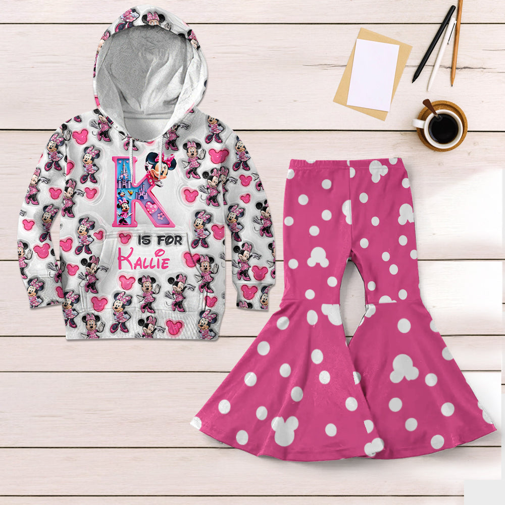 Personalized Mouse Kids Hoodie & Flare Leggings Set for Girls Kid Hoodie & Flare Leggings Set GradoCreations