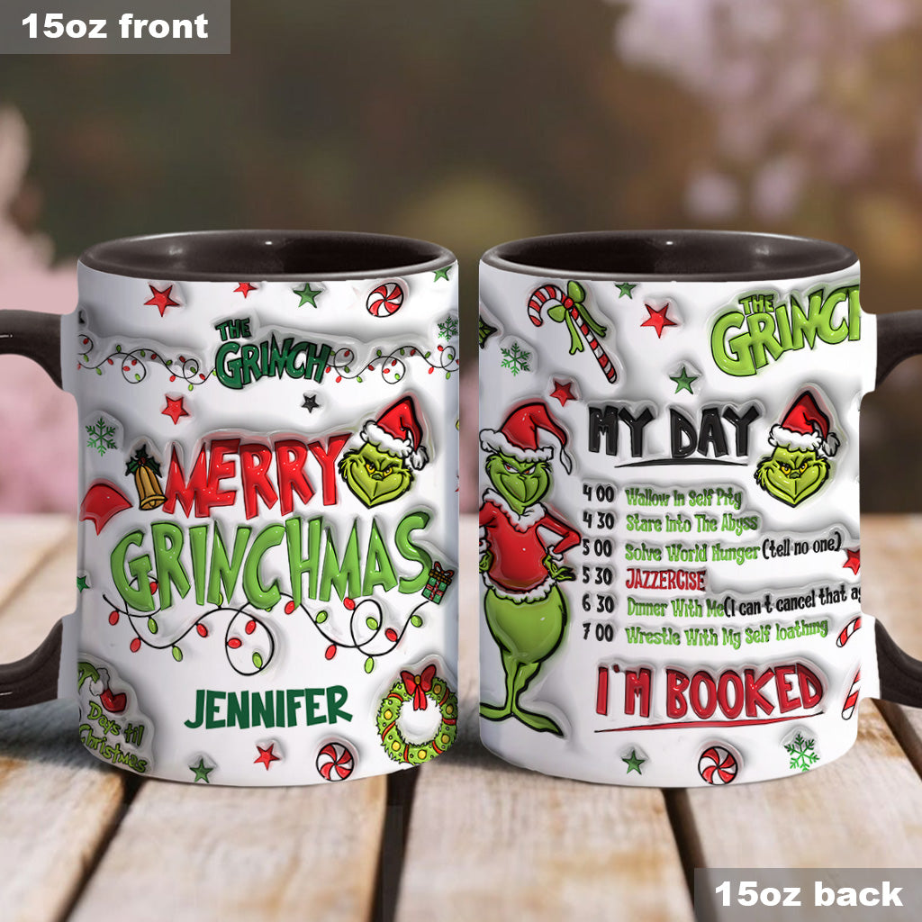 Personalized Grinch Christmas Accent Mug Custom Name Gift Accent Mug GradoCreations
