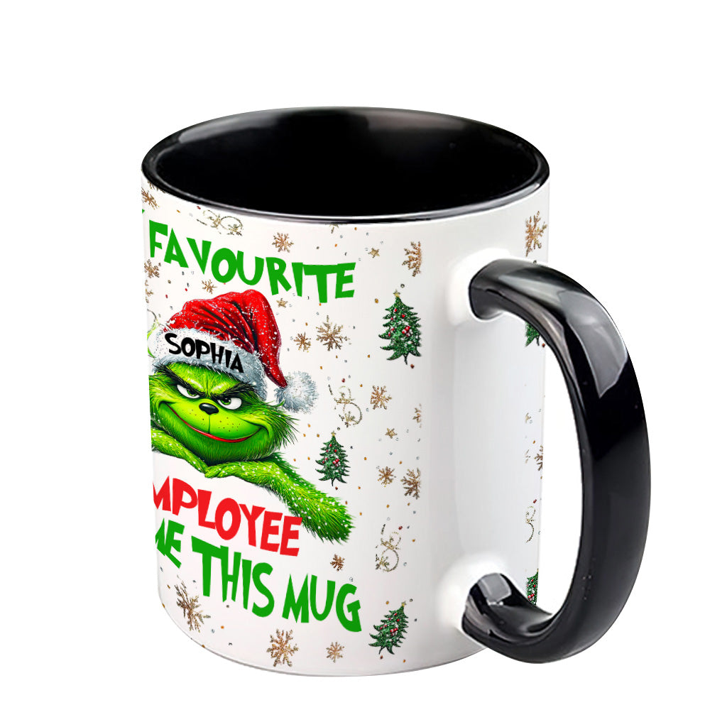 Personalized Grinch Accent Mug Custom Name Gift for Colleague Accent Mug GradoCreations