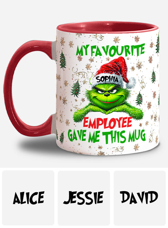 Personalized Grinch Accent Mug Custom Name Gift for Colleague Accent Mug GradoCreations
